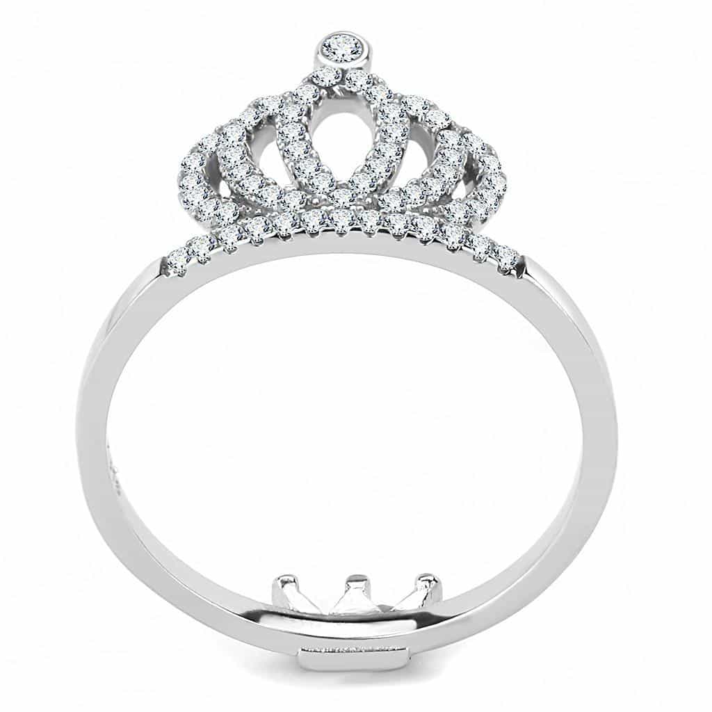 Stainless Steel CZ Crown Tiara Pave Open Ring view 5