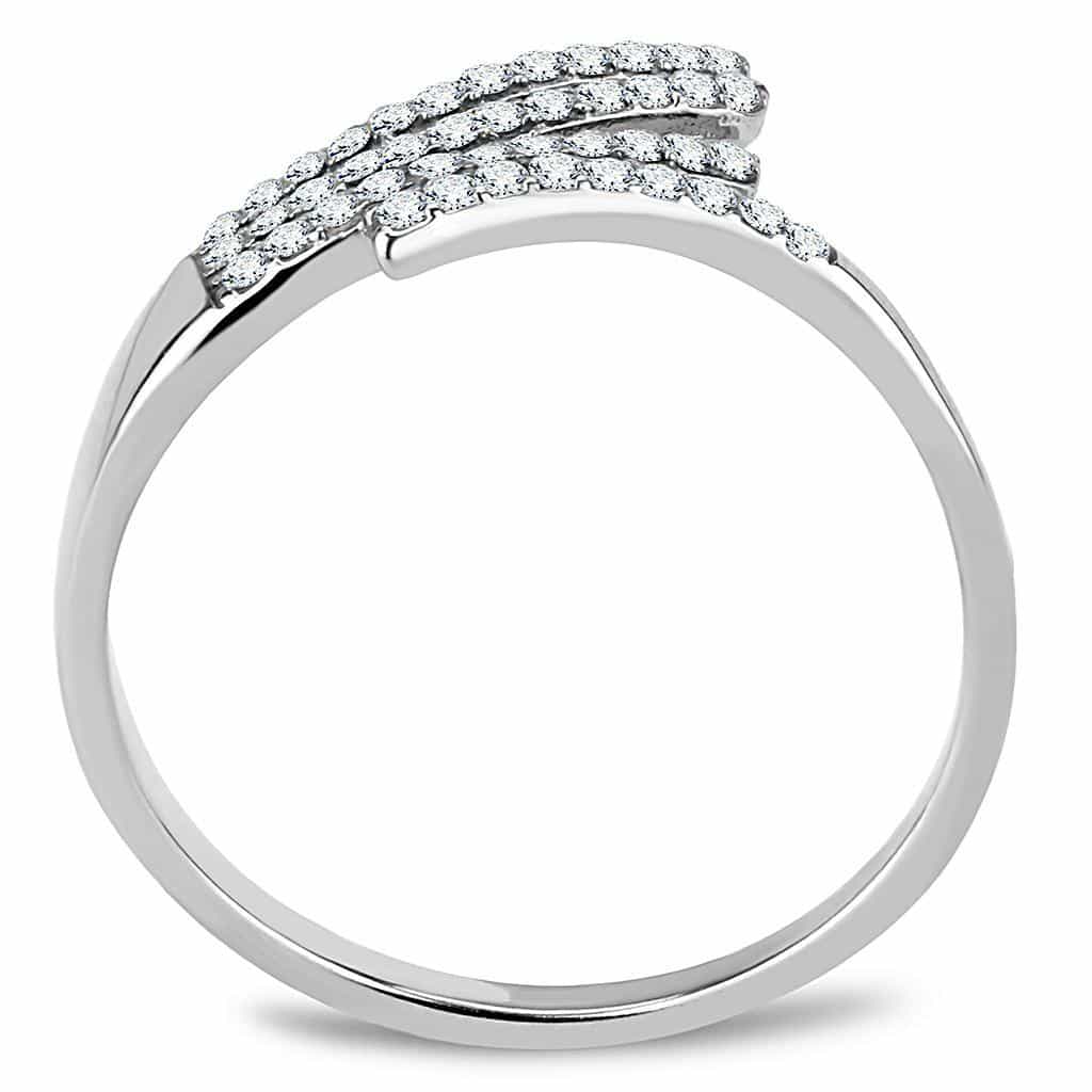 Stainless Steel CZ Pave Triple Bar Open Cuff Ring view 5