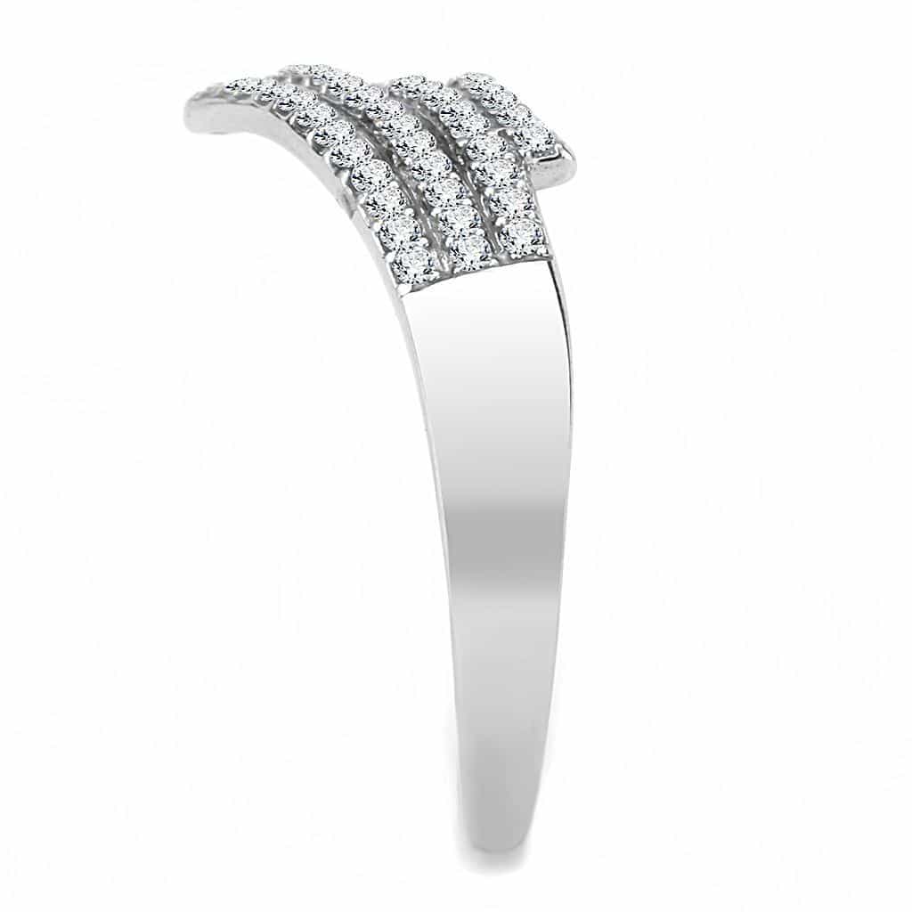 Stainless Steel CZ Pave Triple Bar Open Cuff Ring view 7