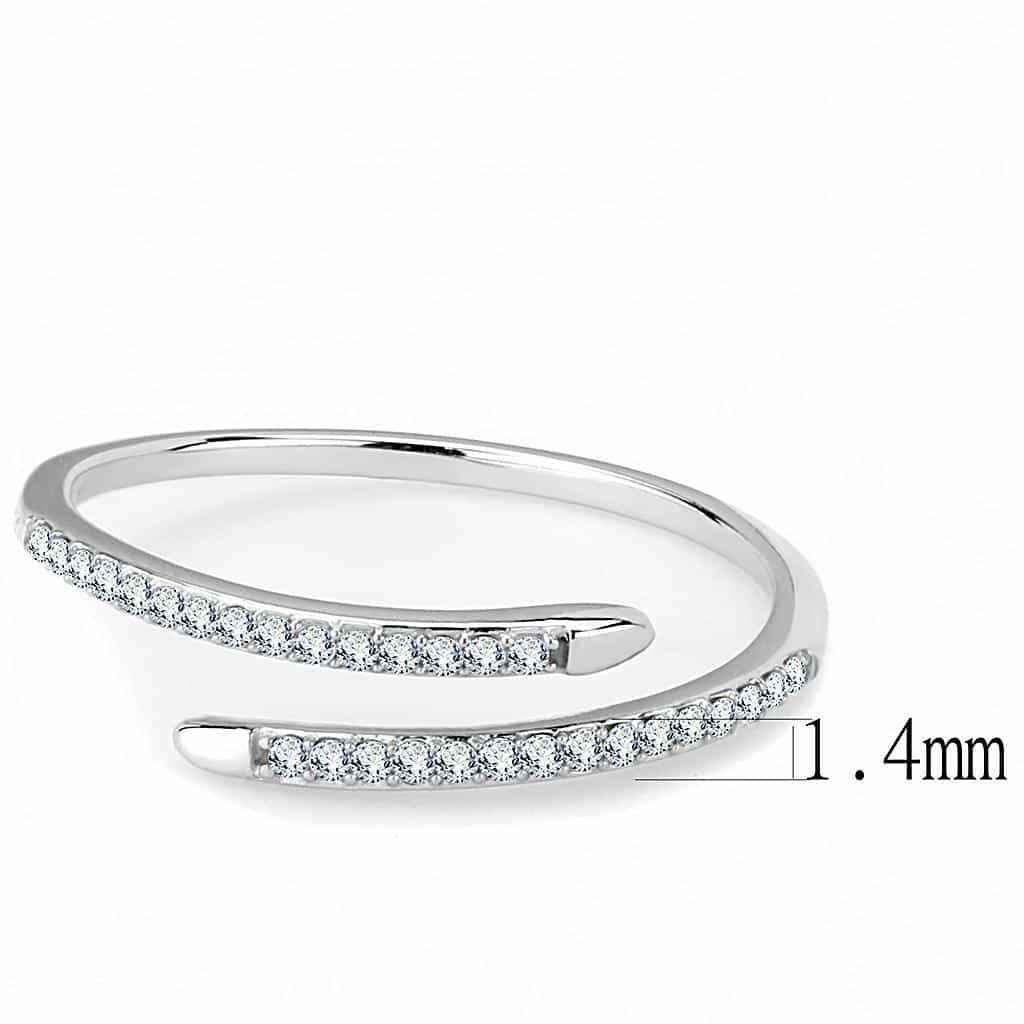 Stainless Steel CZ Pave Thin Nail Wrap Open Ring view 3