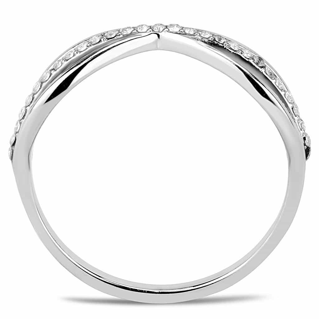 Stainless Steel CZ Pave Infinity Crossover Open Band Ring view 5