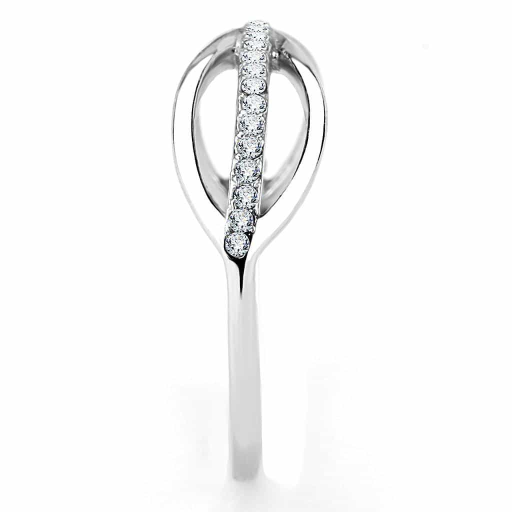 Stainless Steel CZ Pave Infinity Crossover Open Band Ring view 7