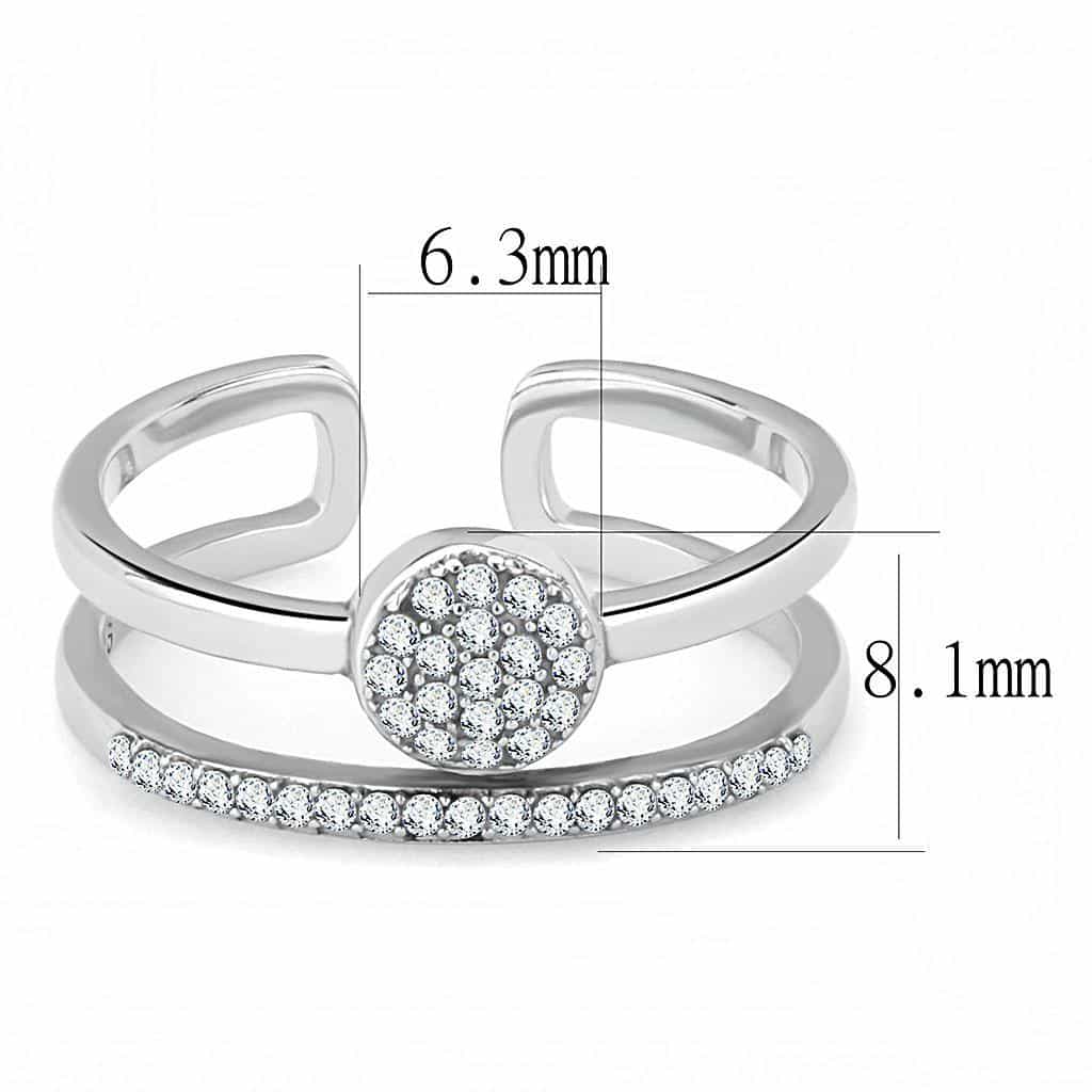 Stainless Steel CZ Round Pave Disc Open Double Ring view 3