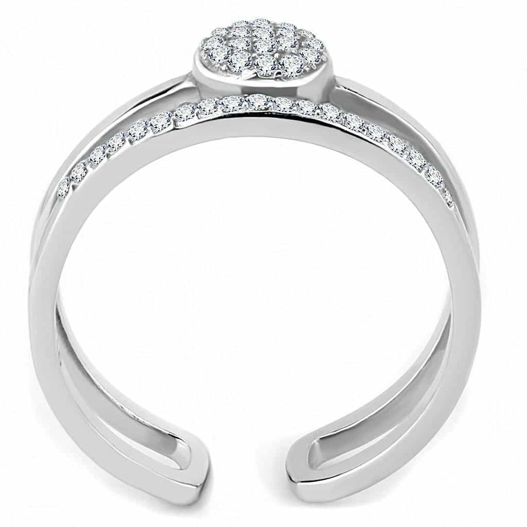 Stainless Steel CZ Round Pave Disc Open Double Ring view 5