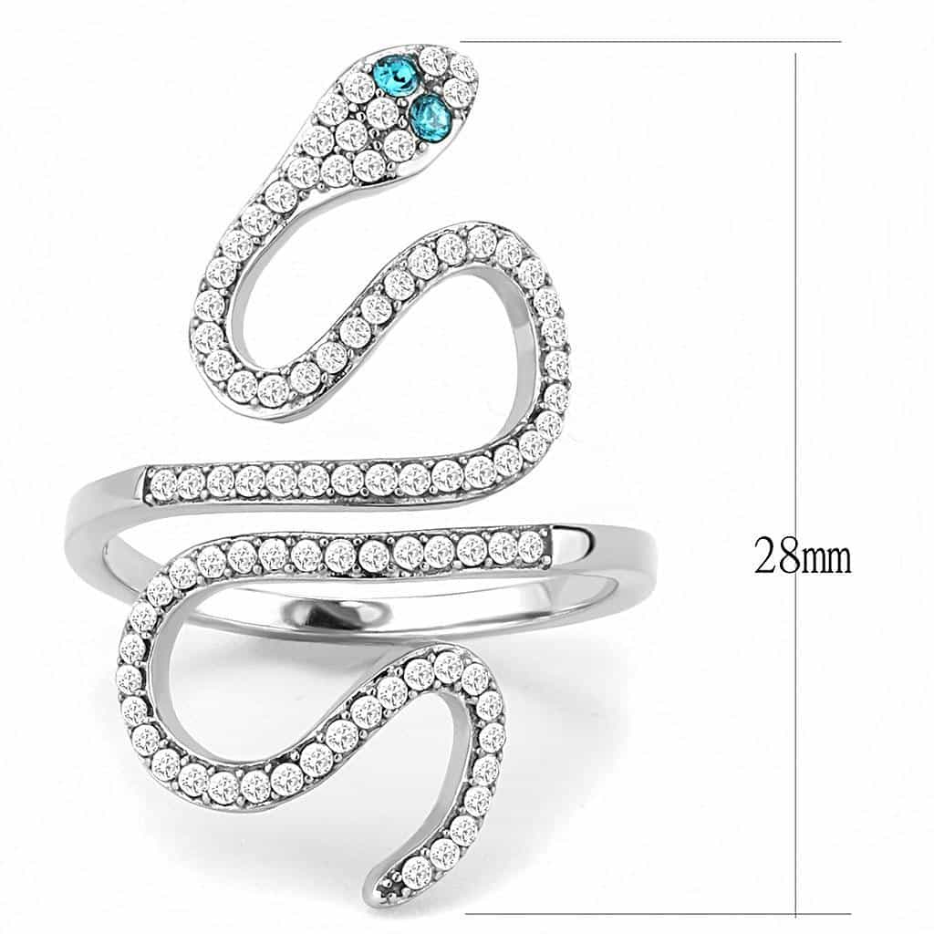 Stainless Steel CZ Pave Snake Wrap Open Ring view 3