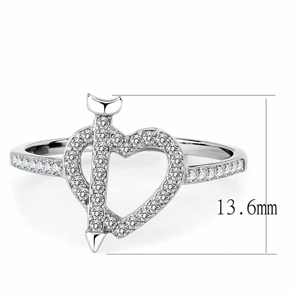 Stainless Steel CZ Pave Heart Crossover Open Ring view 3