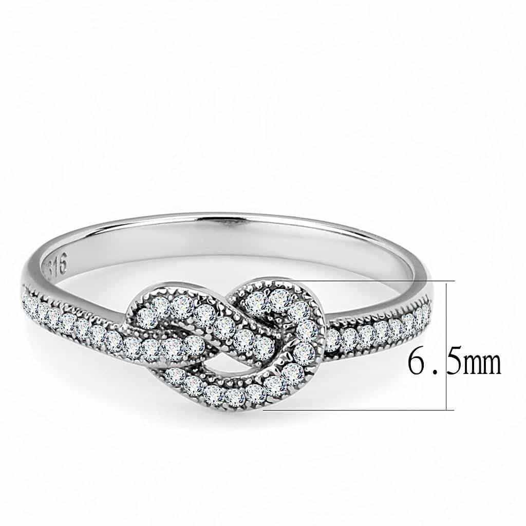 Stainless Steel CZ Pave Love Knot Thin Ring view 3