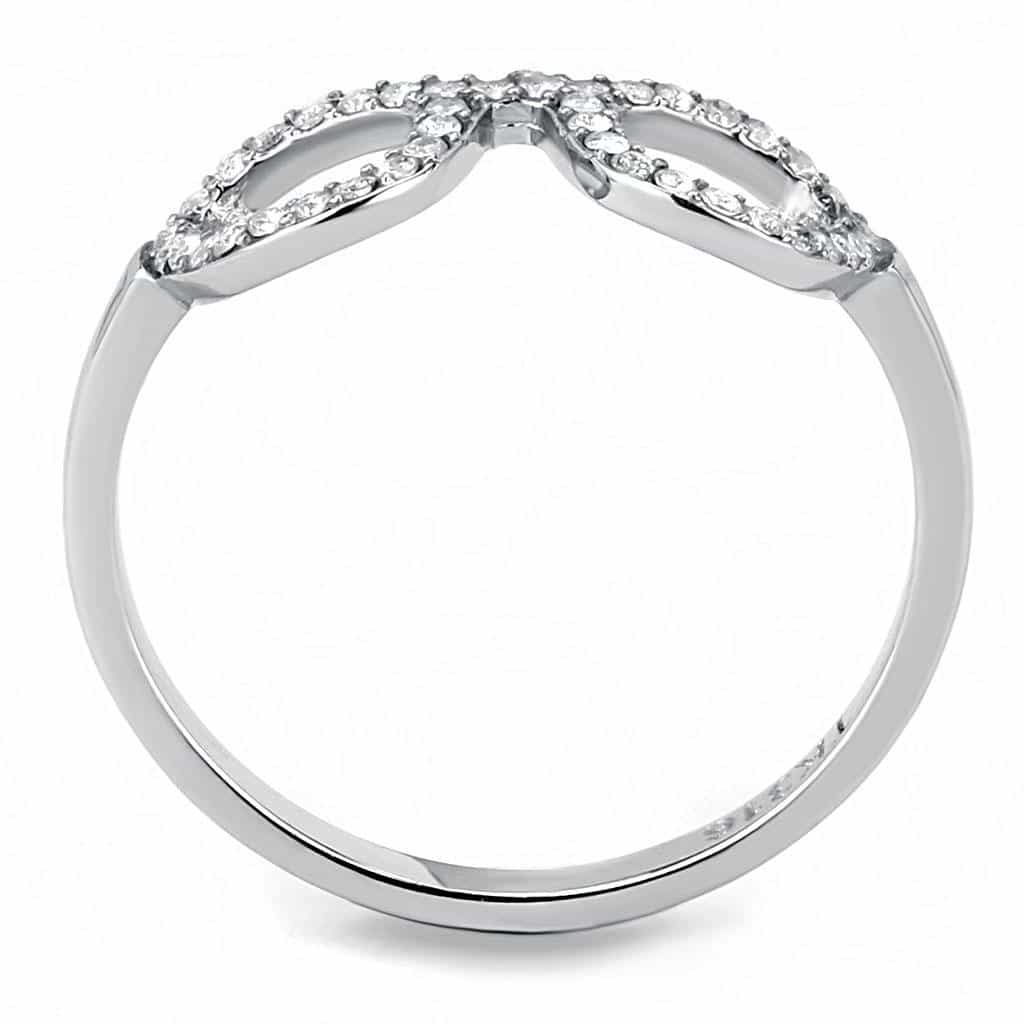 Stainless Steel CZ Pave Infinity Symbol Band Ring view 5