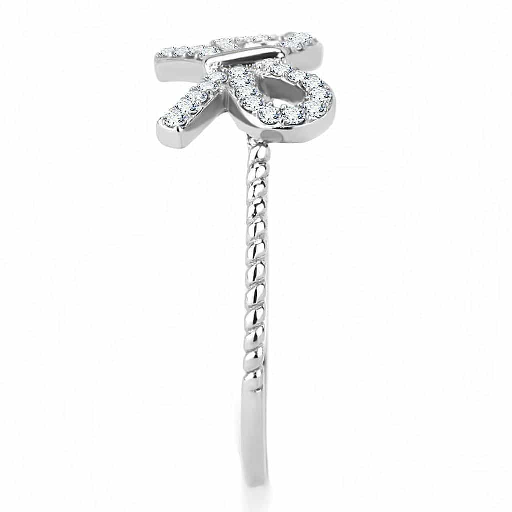 Stainless Steel CZ Pave Bow Ribbon Thin Ring view 7