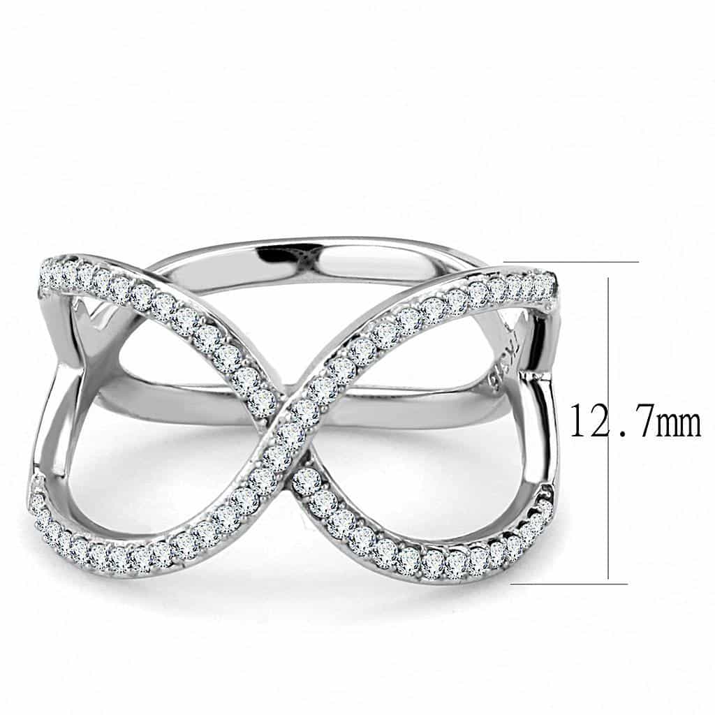 Stainless Steel CZ Pave Infinity Crossover Wide Ring view 3
