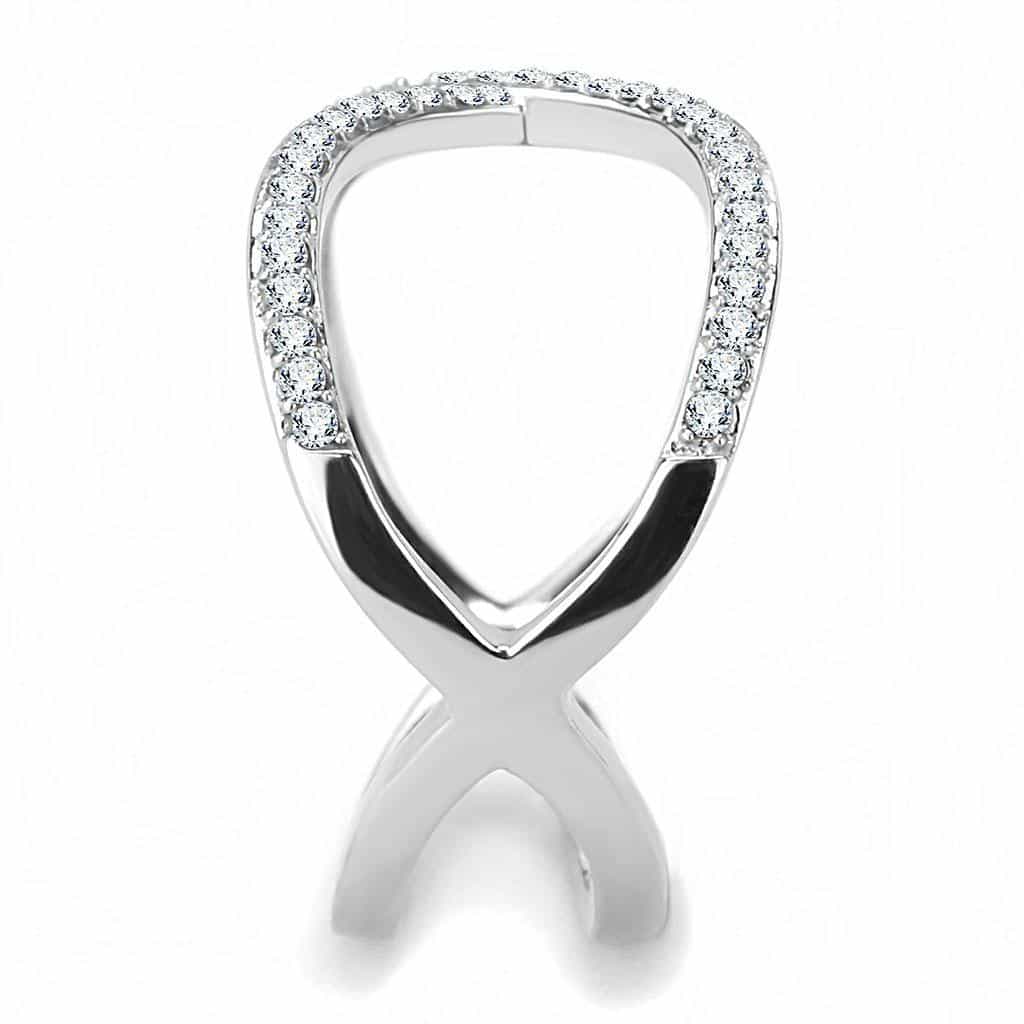 Stainless Steel CZ Pave Infinity Crossover Wide Ring view 7