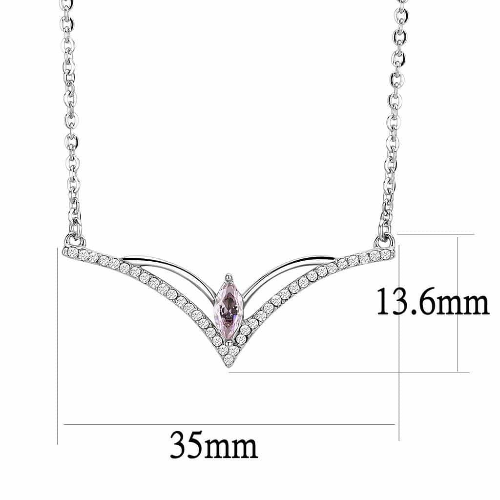 Stainless Steel CZ Pink Marquise V Pendant Chain Pendant view 3