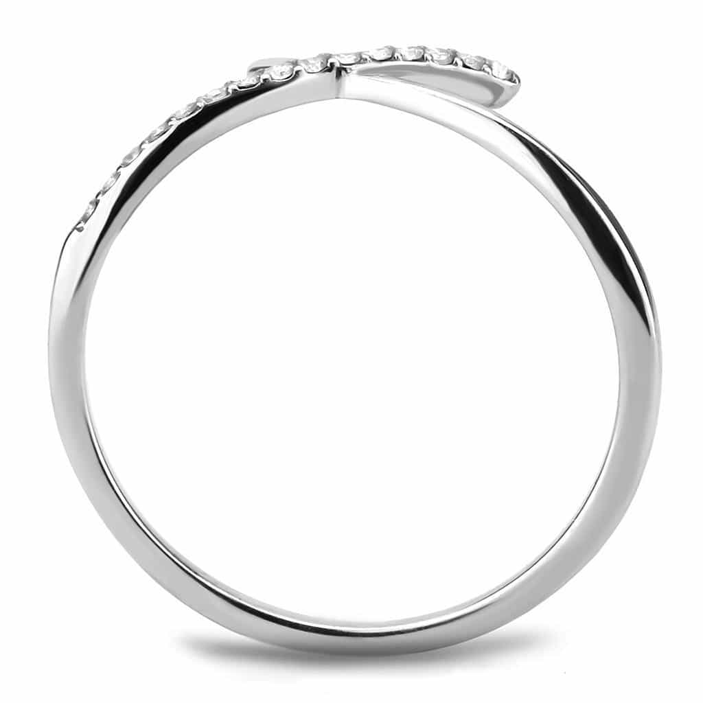 Stainless Steel CZ Pave X Cross Slim Band Ring view 5