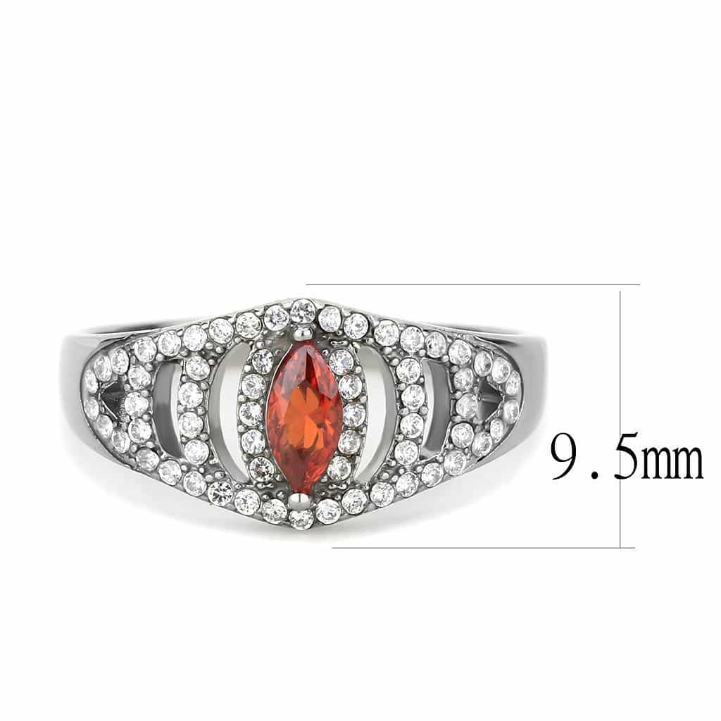 Stainless Steel Red CZ Marquise Pave Evil Eye Ring view 3