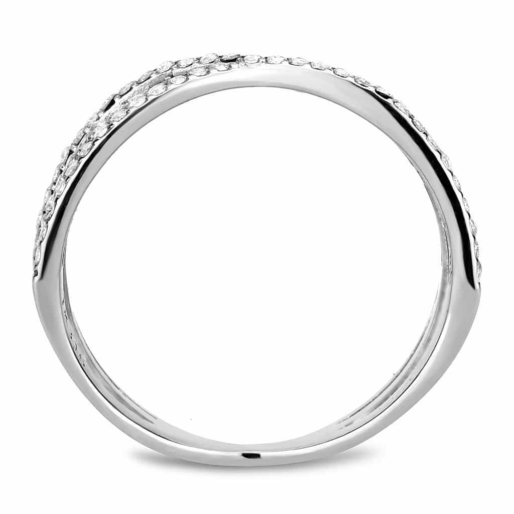Stainless Steel CZ Pave Triple Crossover Band Ring view 5