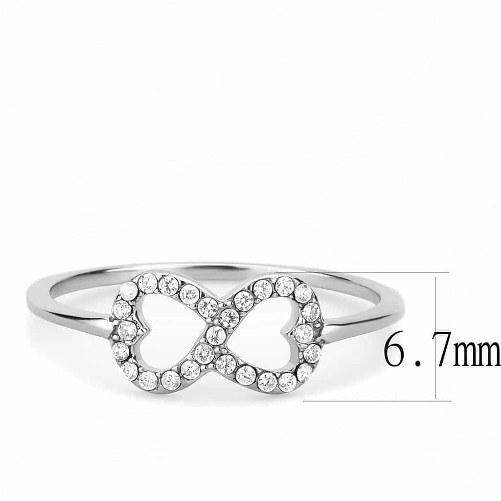 Stainless Steel CZ Pave Infinity Heart Band Ring view 3