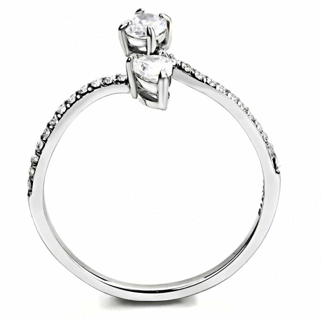 Stainless Steel CZ Pear Double Pave Split Shank Ring view 5