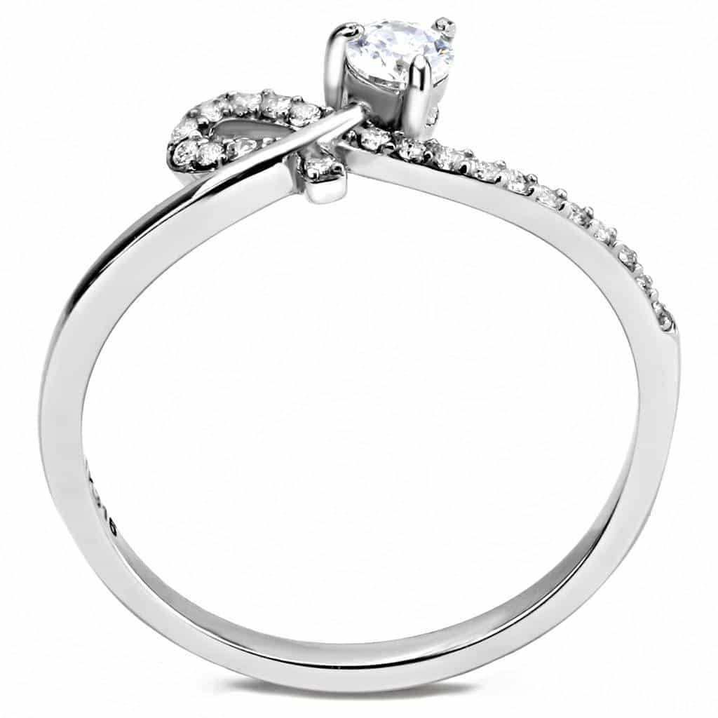 Stainless Steel CZ Round Pave Infinity Loop Solitaire Ring view 5