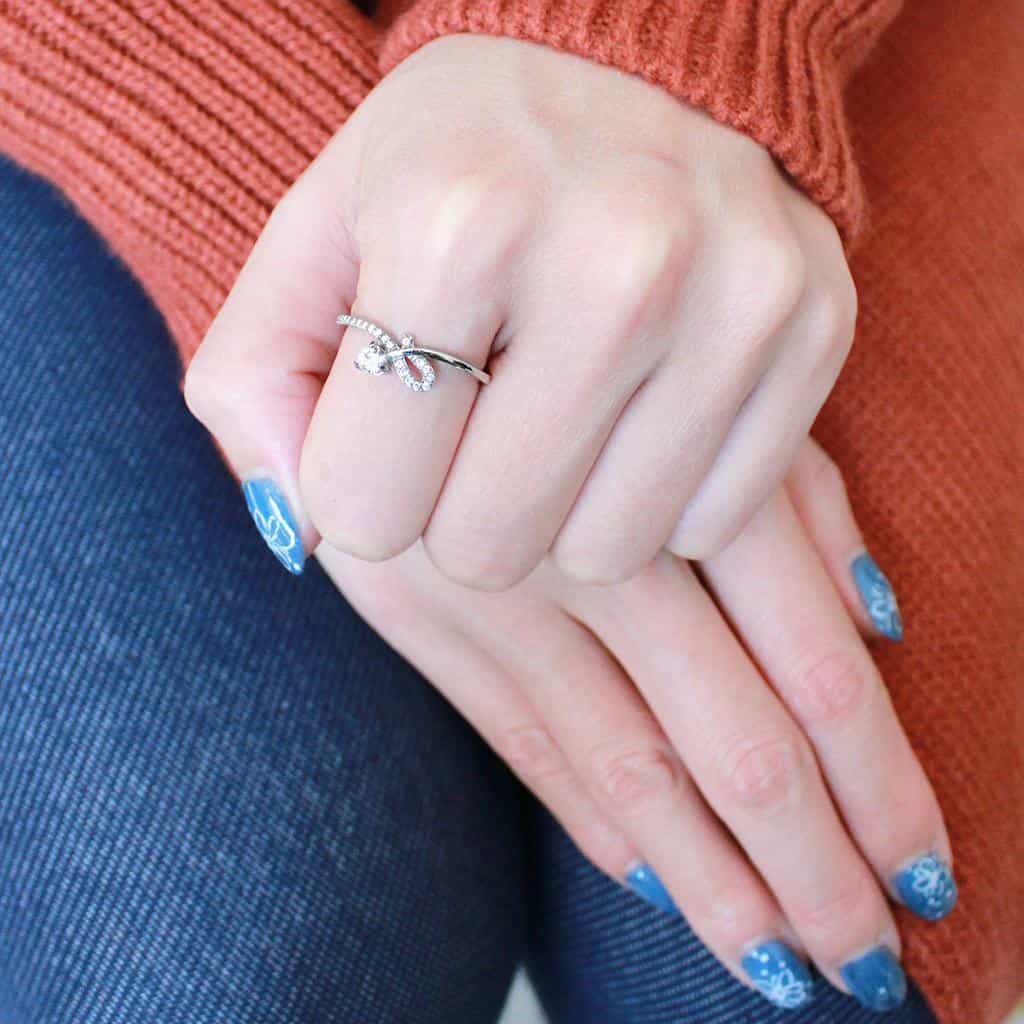 Stainless Steel CZ Round Pave Infinity Loop Solitaire Ring view 9