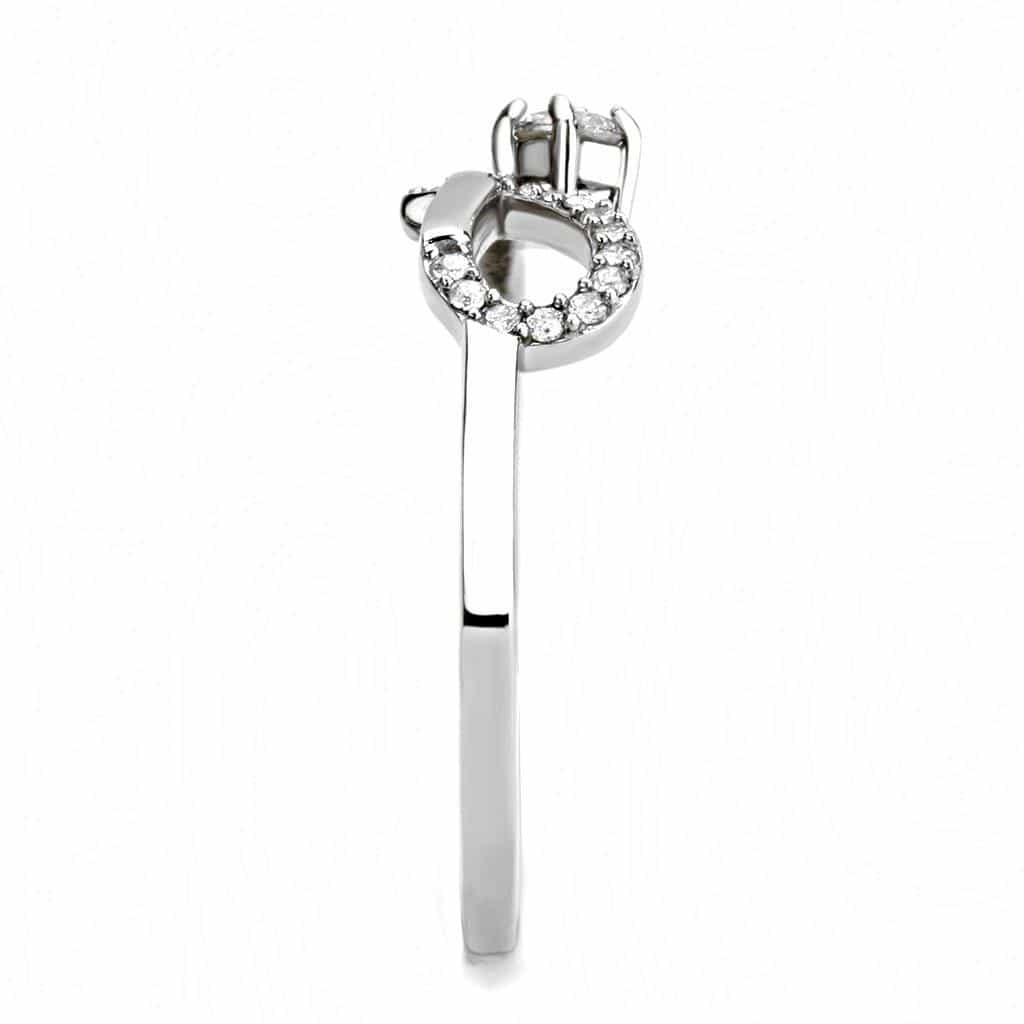 Stainless Steel CZ Pave Butterfly Open Ring view 7