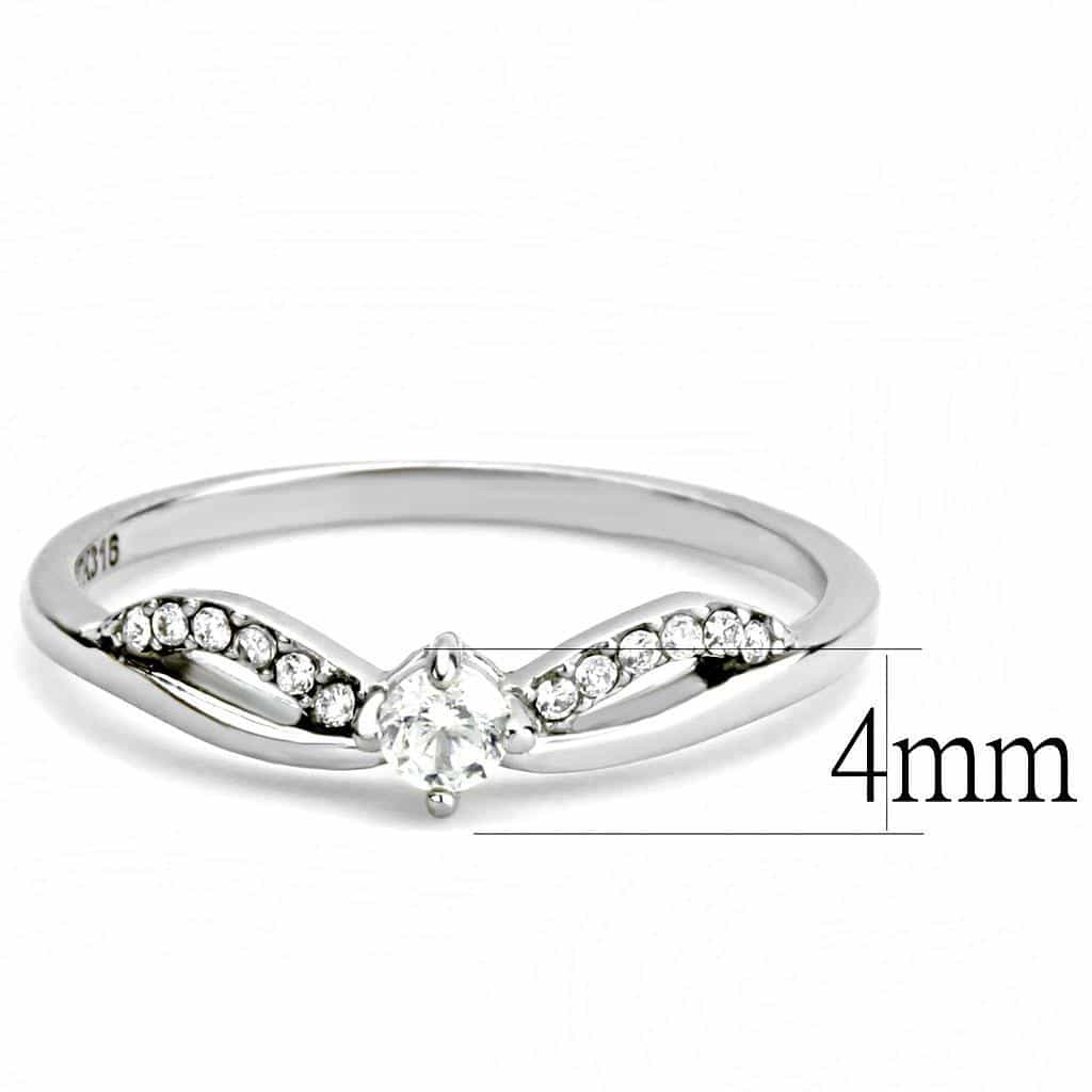 Stainless Steel CZ Round Pave Twisted Bow Solitaire Ring view 3