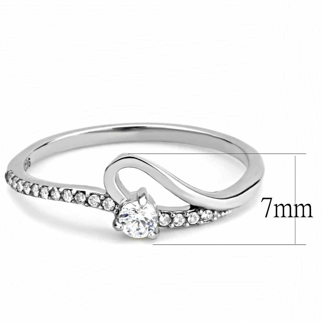 Stainless Steel CZ Pave Twisted Slim Band Ring view 3