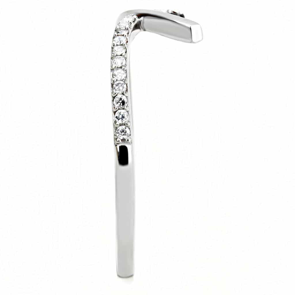 Stainless Steel CZ Slim Bypass Open Ring view 7