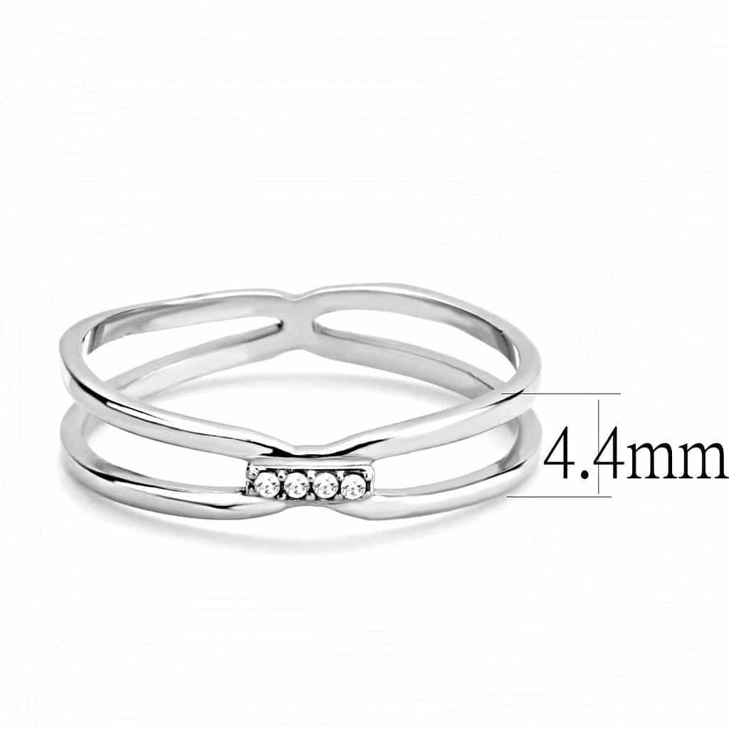 Stainless Steel CZ Pave Double Loop Crossover Band Ring view 3