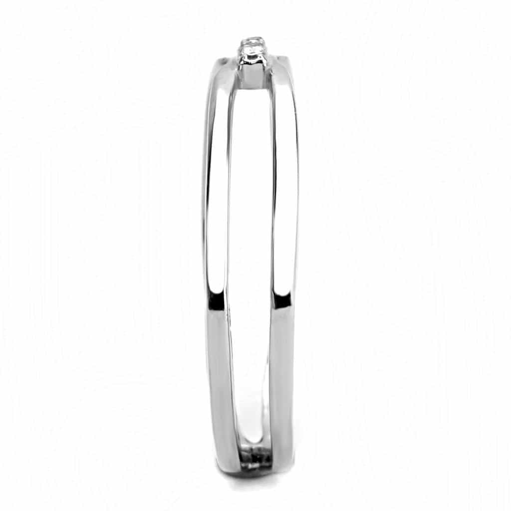 Stainless Steel CZ Pave Double Loop Crossover Band Ring view 7