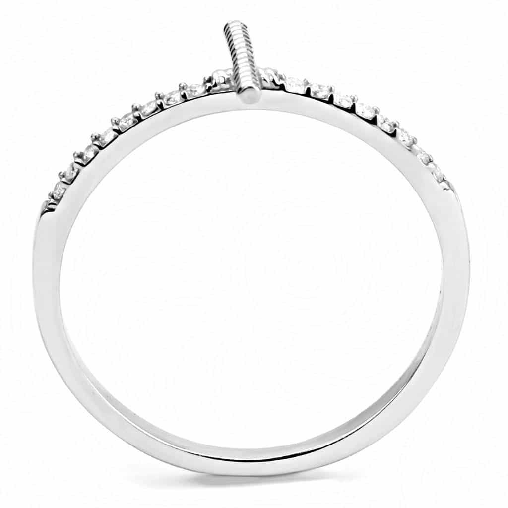 Stainless Steel CZ Pave Sideways Cross Ring view 5