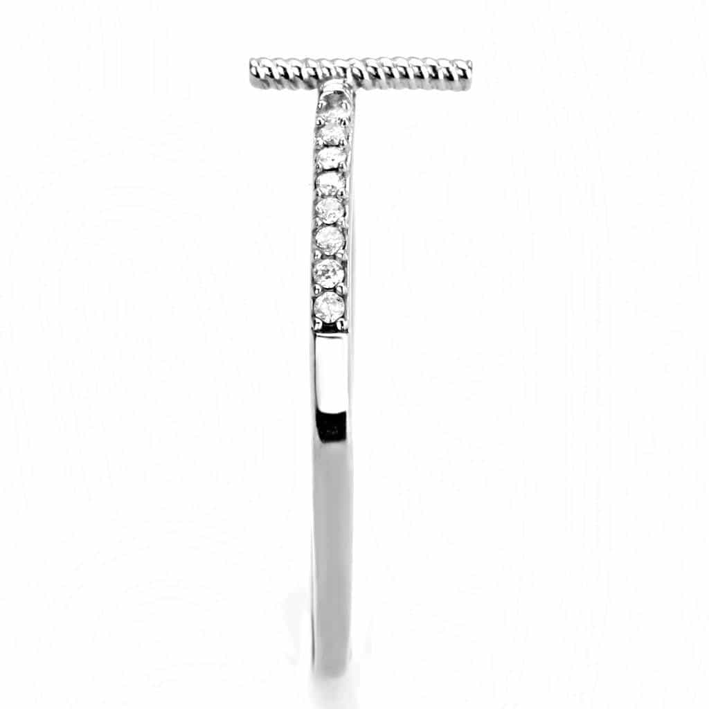 Stainless Steel CZ Pave Sideways Cross Ring view 7