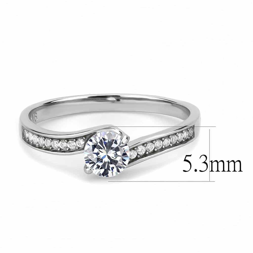 Stainless Steel CZ Round Classic Prong Pave Solitaire Ring view 3
