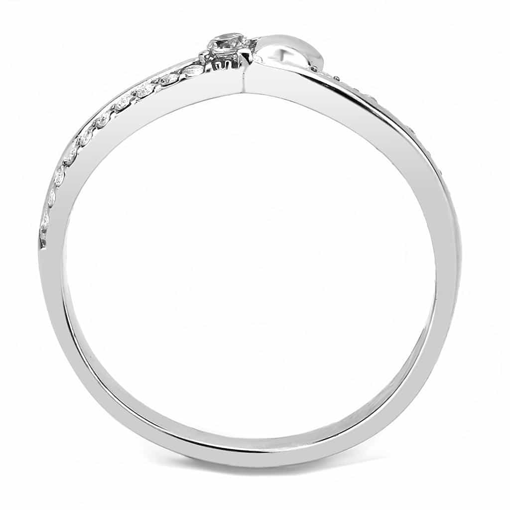 Stainless Steel CZ Pave Star Accent Slim Split Band Ring view 5