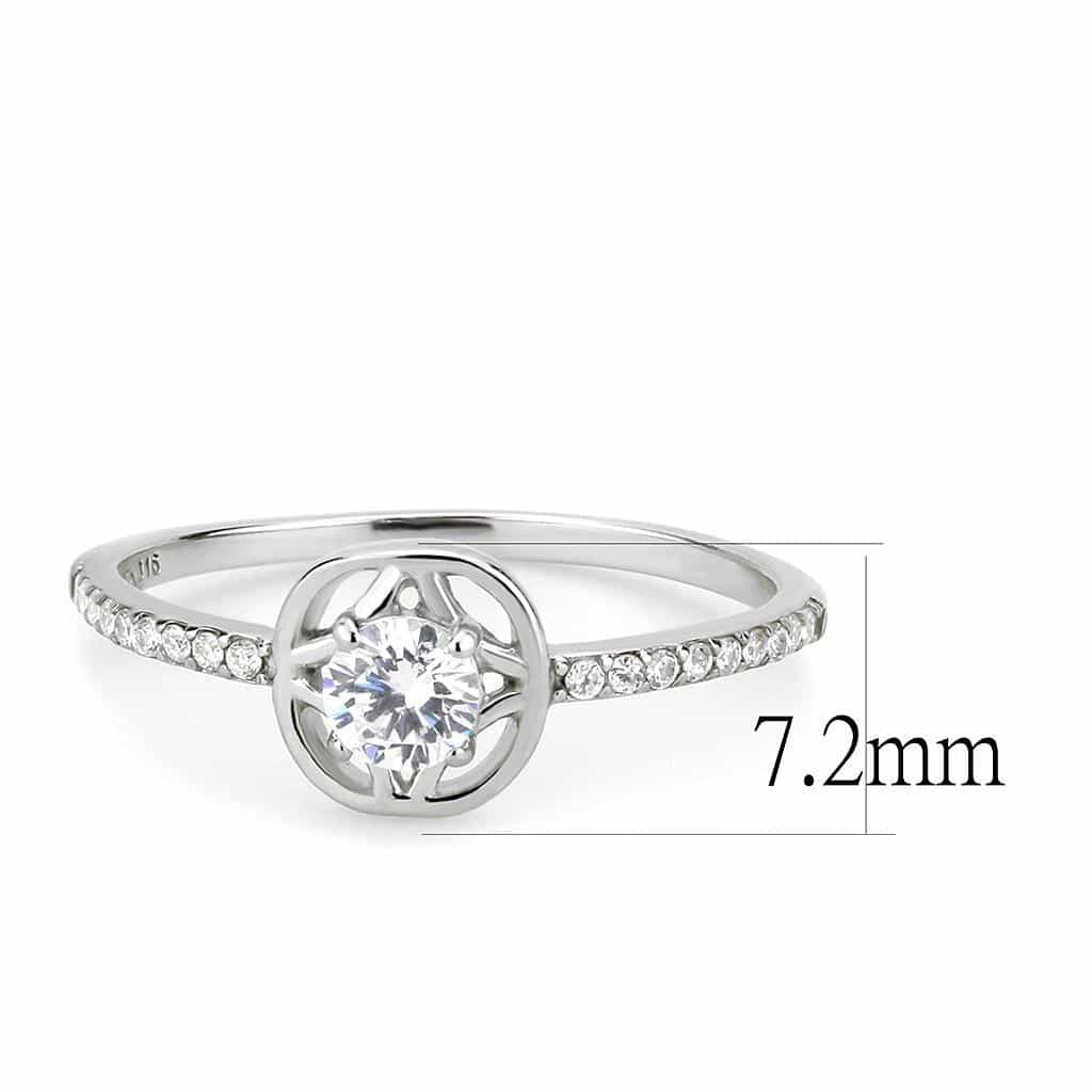 Stainless Steel CZ Round Pave Circle Bezel Halo Solitaire Ring view 3