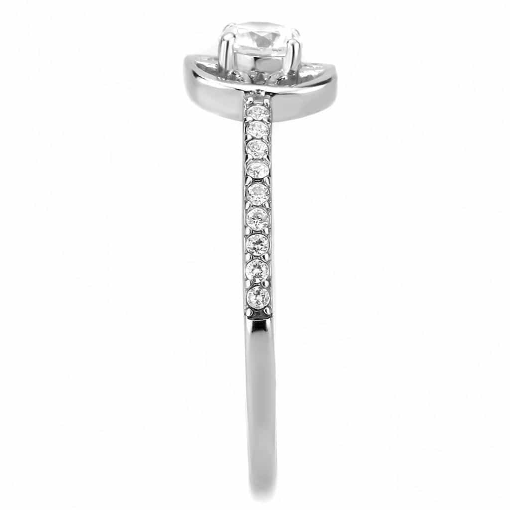 Stainless Steel CZ Round Pave Circle Bezel Halo Solitaire Ring view 7