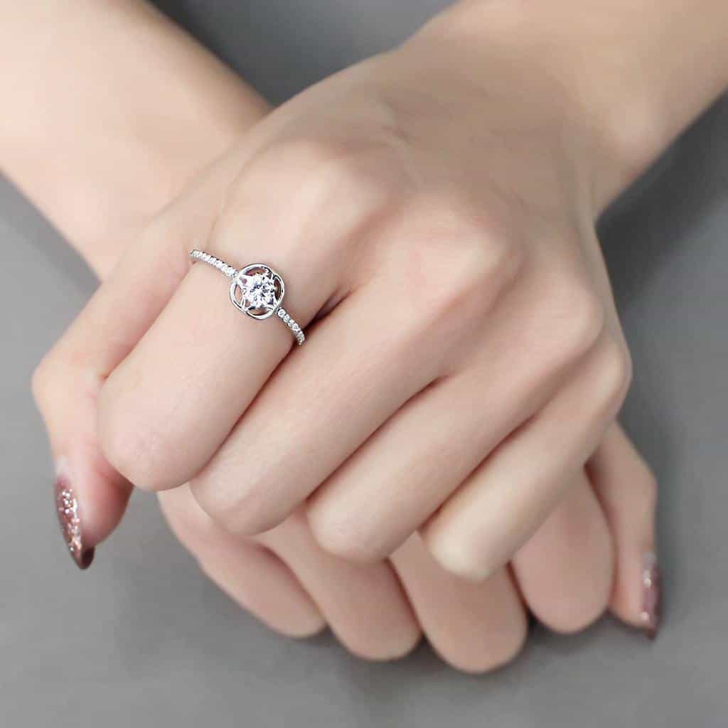 Stainless Steel CZ Round Pave Circle Bezel Halo Solitaire Ring view 9