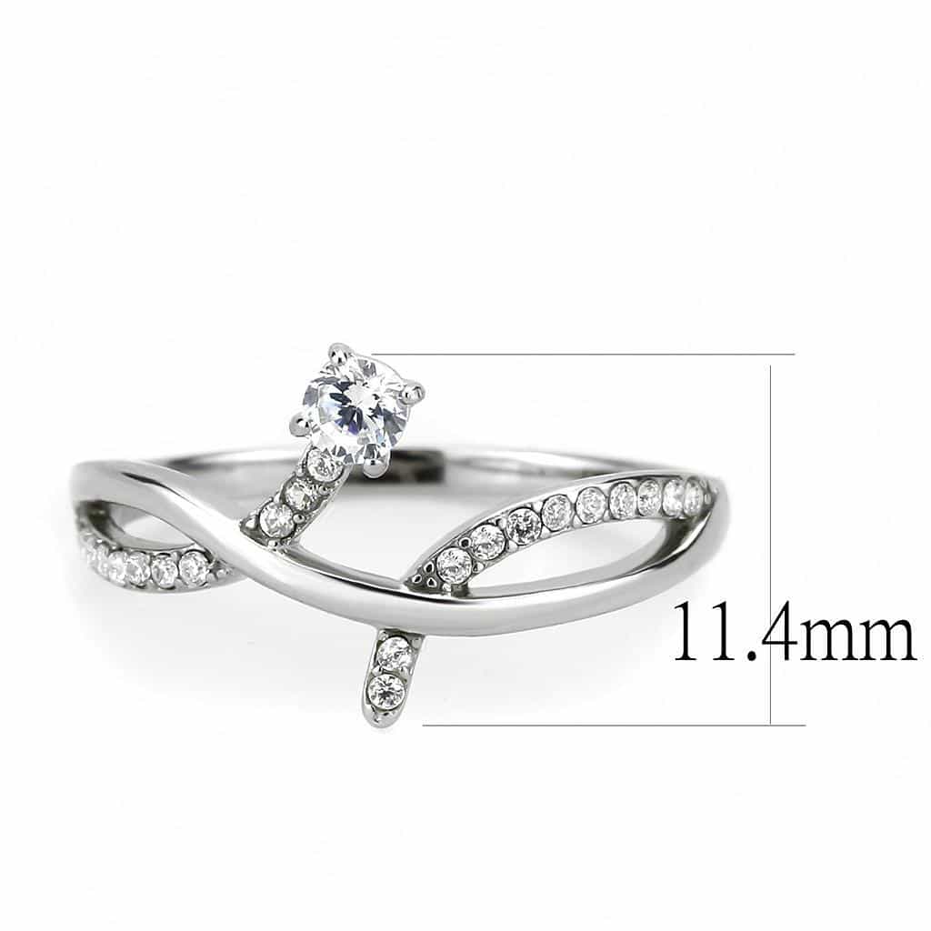 Stainless Steel CZ Round Pave X Crossover Double Band Ring view 3