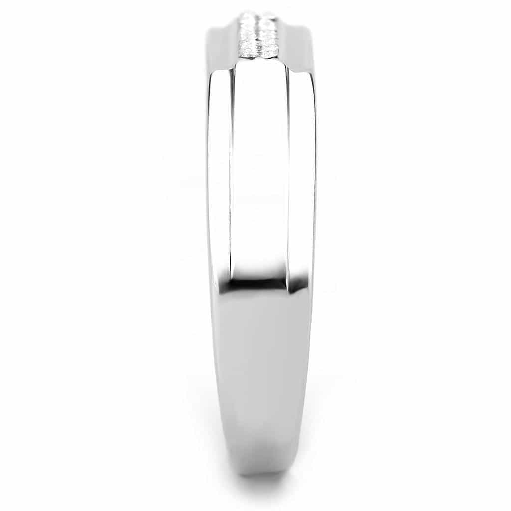 Stainless Steel CZ Pave Flat Top Signet Band Ring view 7