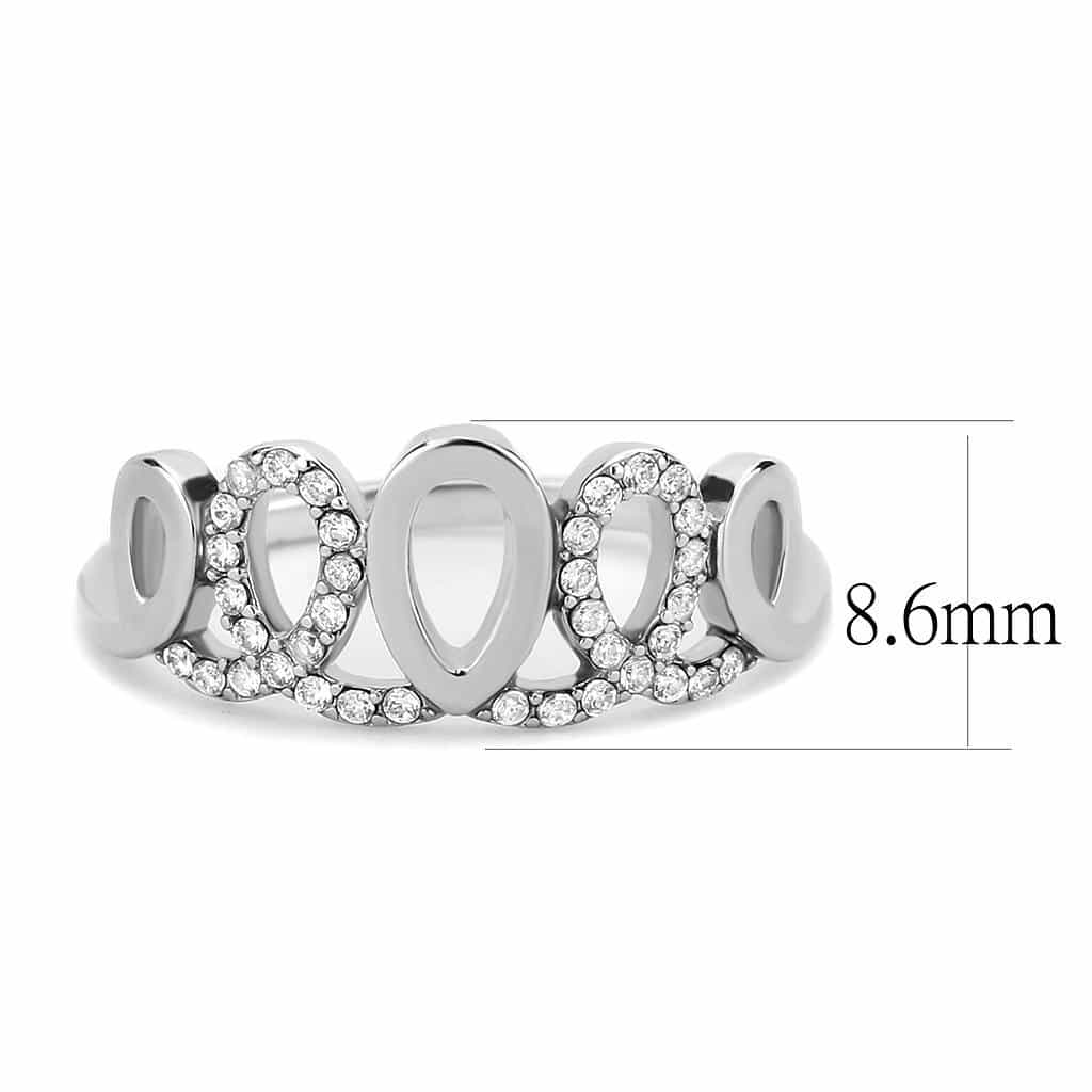 Stainless Steel CZ Pave Triple Open Circle Loop Band Ring view 3