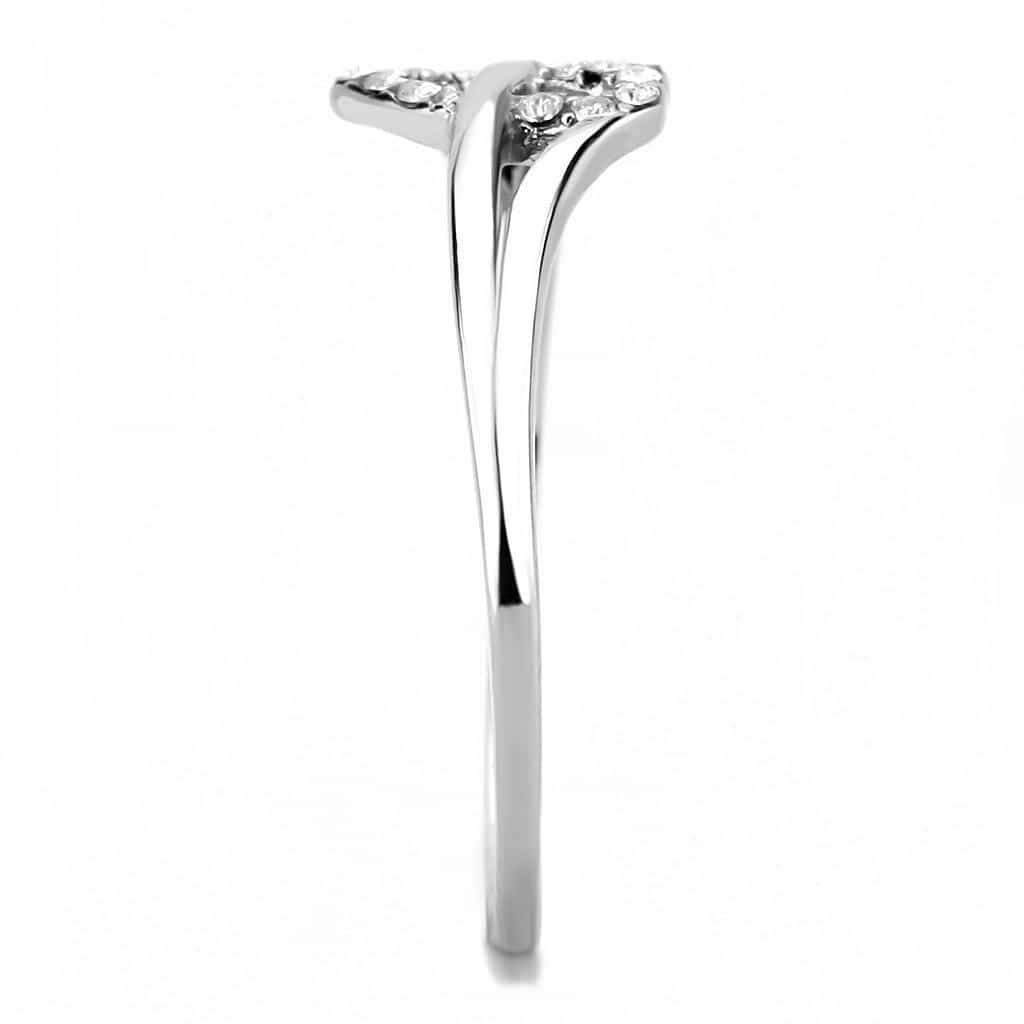 Stainless Steel CZ Pave Open Heart Split Band Ring view 7