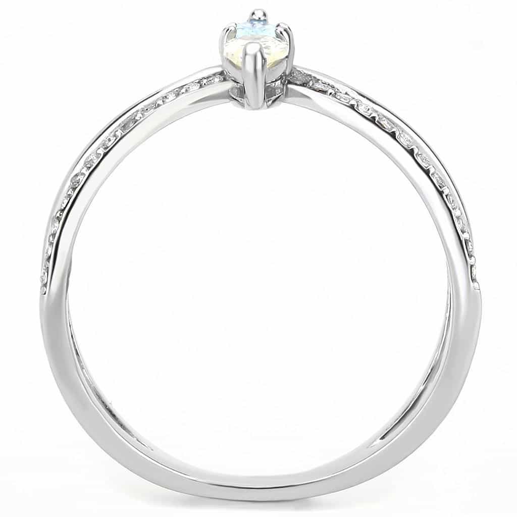 Stainless Steel Multi Color CZ Triple Pear Open Bypass Ring view 5