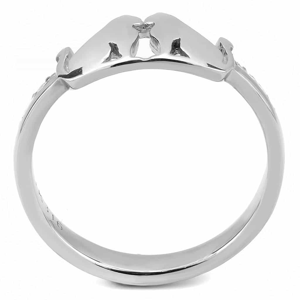 Stainless Steel Cat Silhouette CZ Pave Accent Band Ring view 5