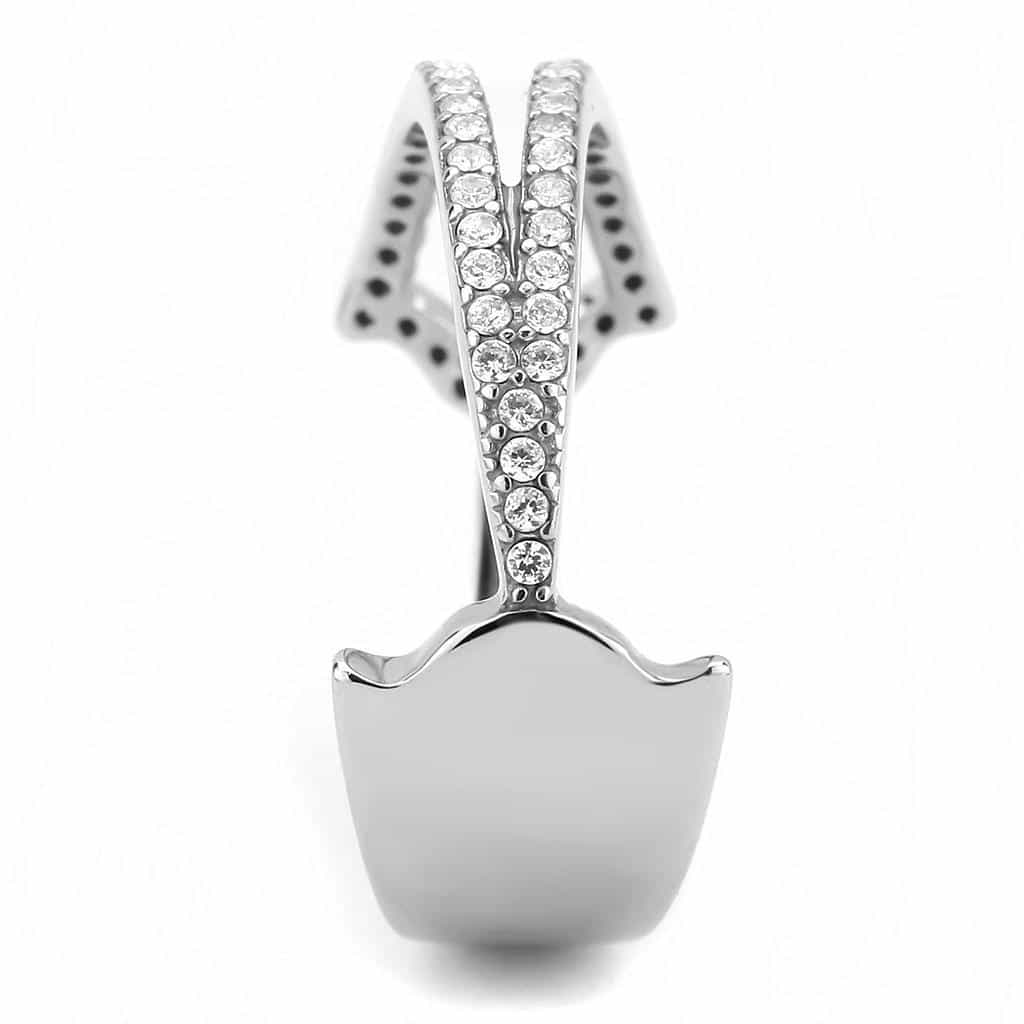 Stainless Steel CZ Pave Double Row Wide Band Ring view 7