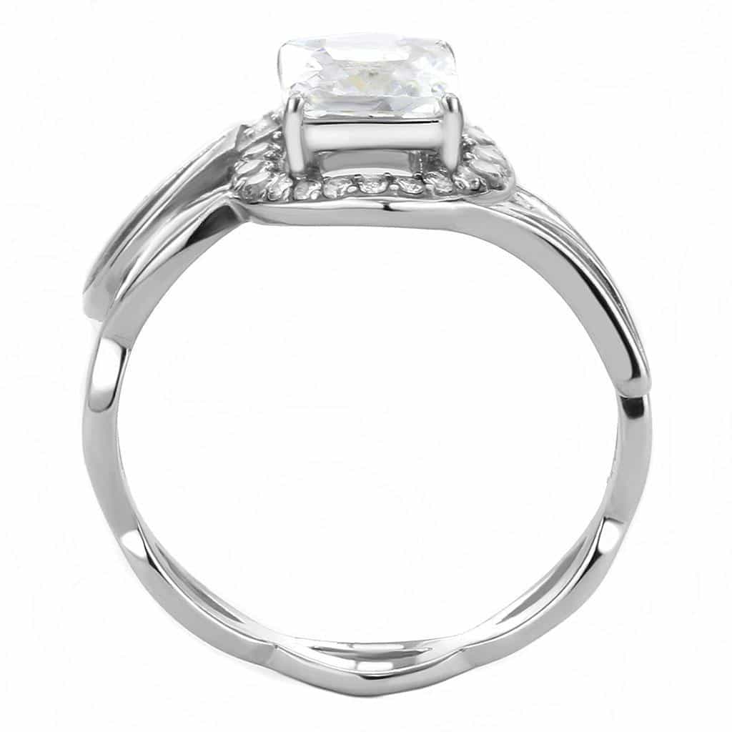 Stainless Steel CZ Cushion Pave Halo Infinity Twist Ring view 5