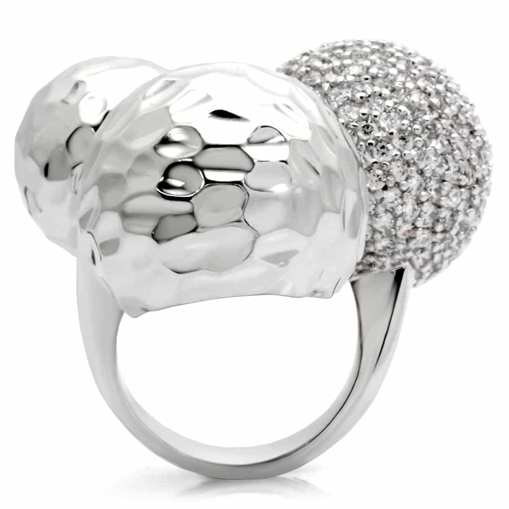 Brass CZ Pavé Ball Hammered Ring view 8