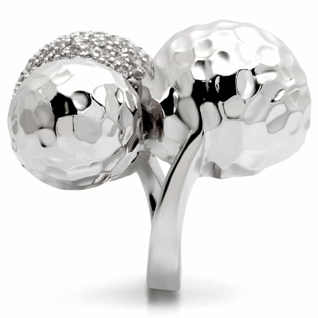 Brass CZ Pavé Ball Hammered Ring view 12