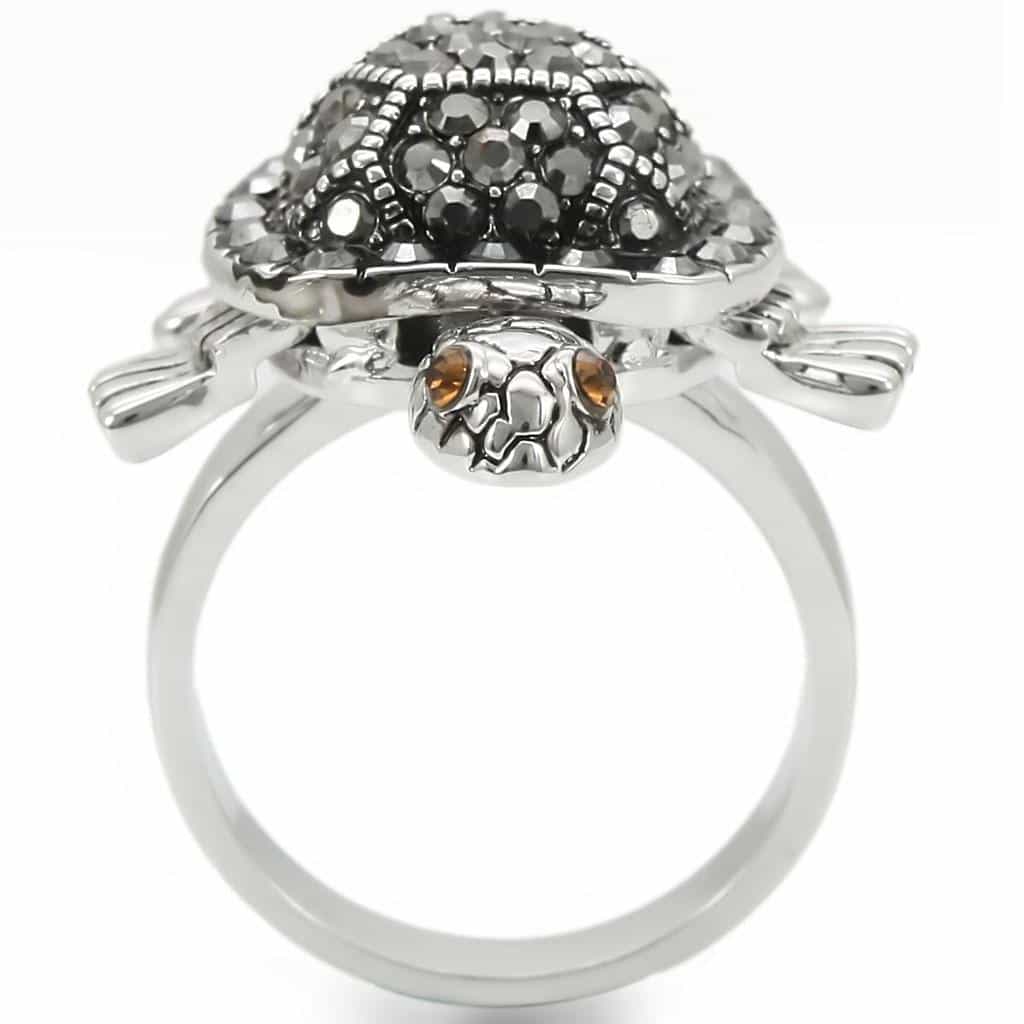 Brass Marcasite Crystal Turtle Ring view 8