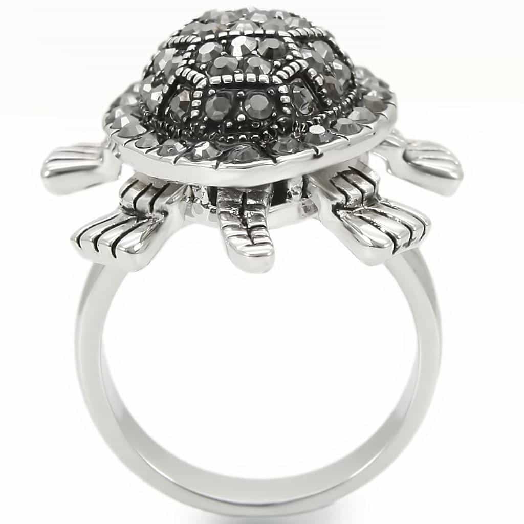 Brass Marcasite Crystal Turtle Ring view 10