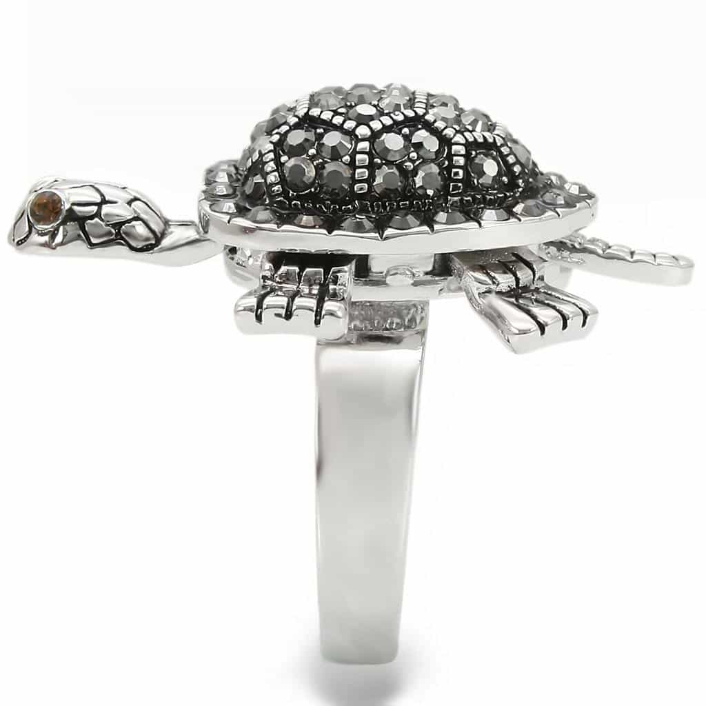 Brass Marcasite Crystal Turtle Ring view 12