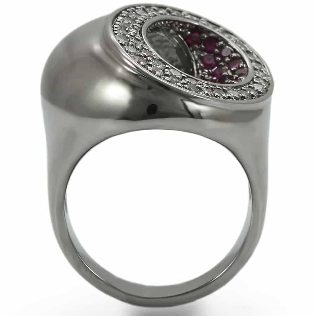 Brass Pink CZ Oval Dome Ring view 8